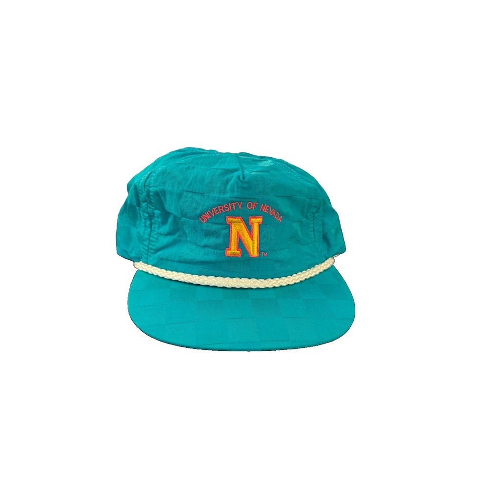 Vintage University of Nevada Baseball Cap Mens One Size Aqua Logo Strapback‎ Hat